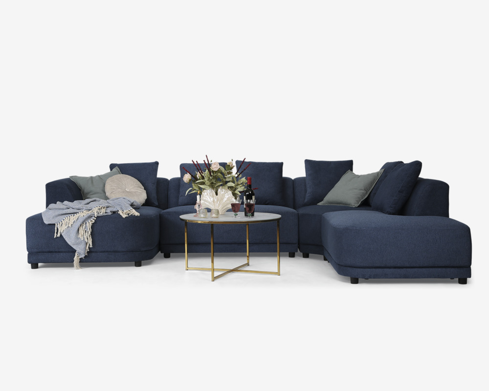 Sofa U-Shape Højre Blå
