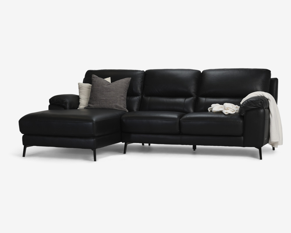 Sofa m/Chaiselong Sort Læder Venstre Violino