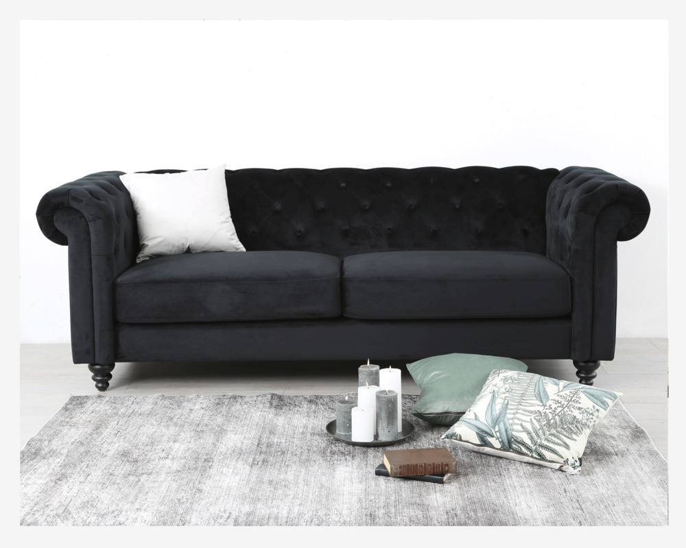 Sofa 3 Pers. Chesterfield Sort velour