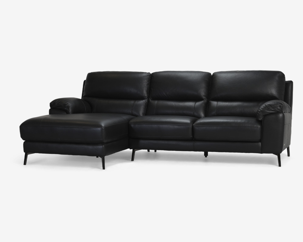 Sofa m/Chaiselong Sort Læder Venstre Violino