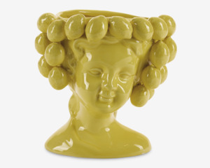 Vase Med Ansigt Lemon Gul H.20 cm