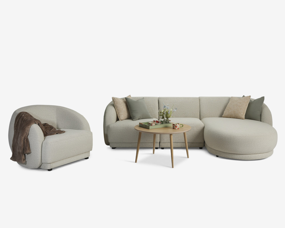 Sofa Med Chaiselong Højre Beige