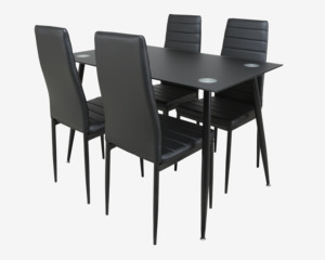 Spisebordssæt til 4 personer i sort